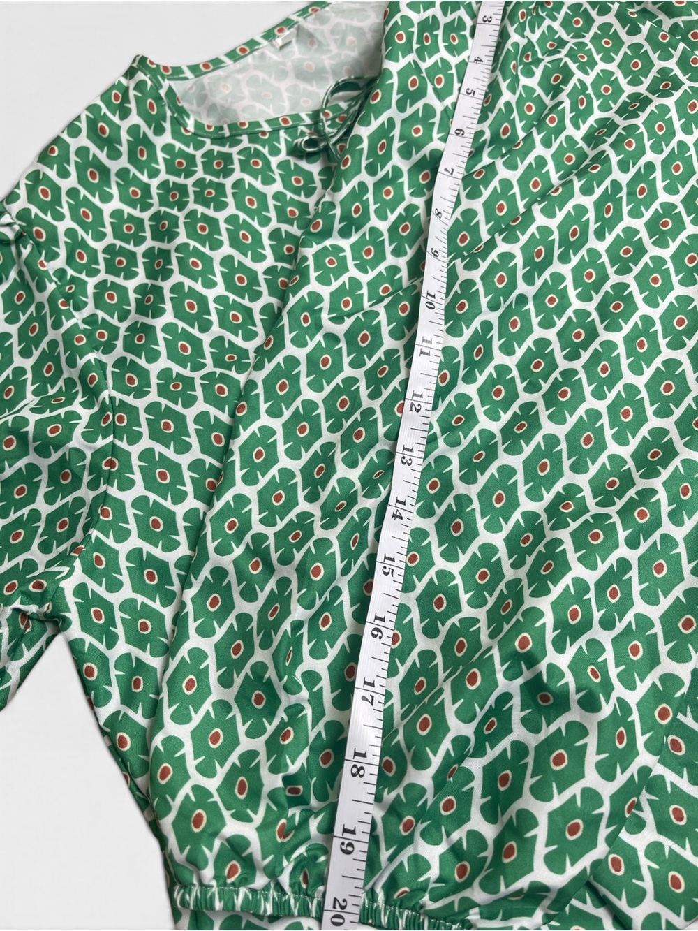Boho Green & White Geometric Print Half-Sleeve Tiered Maxi Dress - Picture 11 of 14
